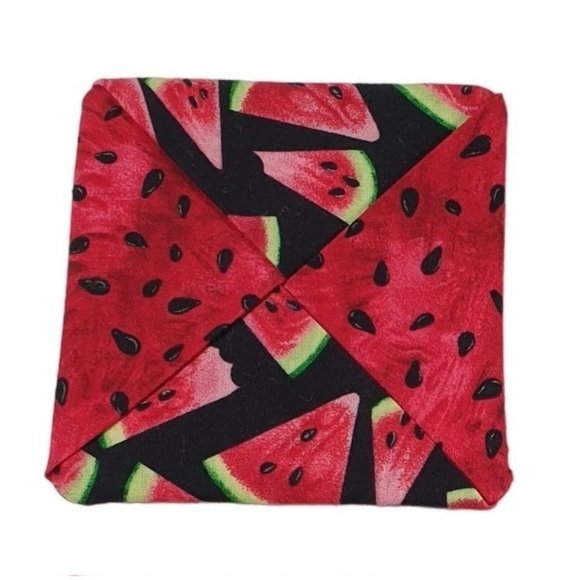 Handmade Watermelon Fabric Coasters 4.5 Inch Summer Picnic Table Protectors - Picture 2 of 5